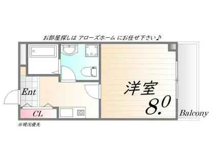 山陽本線 明石駅 バス乗車時間:10分 王塚台7丁目バス停で下車 徒歩1分 5階建 築29年(1K/4階)の間取り写真