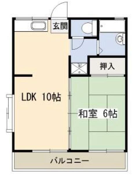 ハイツ秋定2(1LDK/2階)の間取り写真