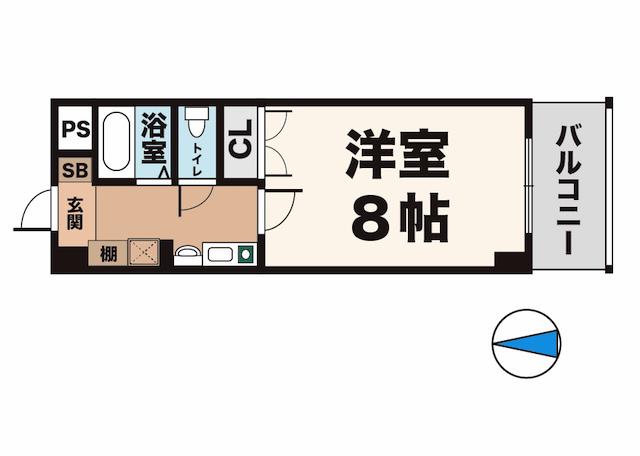 アークコート宮の前(1K/3階)の間取り写真