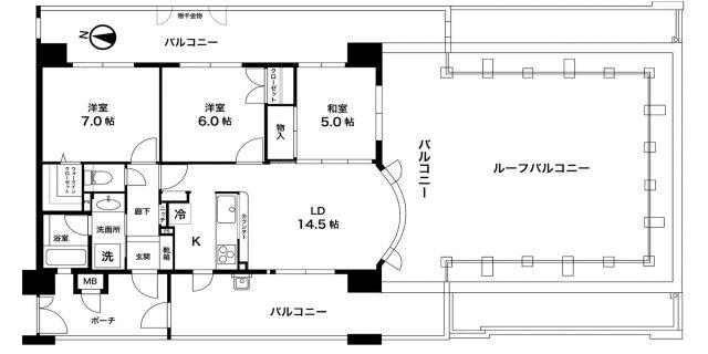 山陽電気鉄道本線 山陽塩屋駅 徒歩6分 7階建 築24年(3LDK/7階)の間取り写真