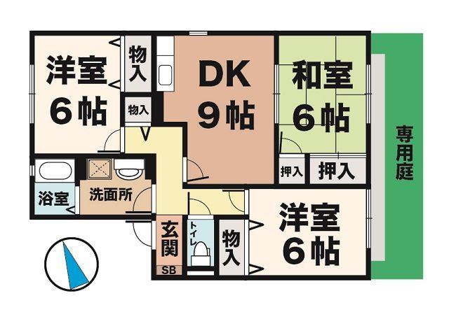 山陽本線 明石駅 バス乗車時間:6分 西河原バス停で下車 徒歩4分 2階建 築29年(3LDK/1階)の間取り写真