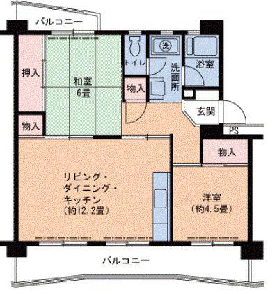 東海道本線 三ノ宮駅(JR) バス乗車時間:15分 ひよどり台1丁目バス停で下車 徒歩3分 3階建 築47年(2LDK/2階)の間取り写真