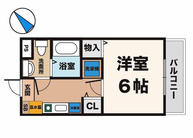 リバーサイド樫の木(1K/2階)の間取り写真