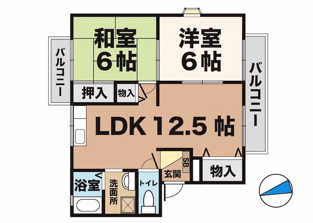 サクレクール・コーベ(2LDK/2階)の間取り写真