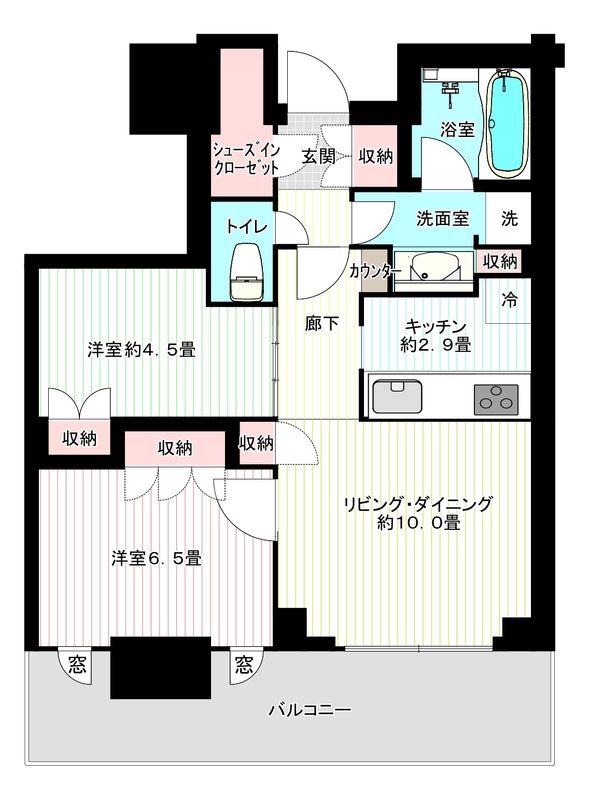山陽本線 垂水駅 徒歩2分 32階建 築1年(2LDK/17階)の間取り写真