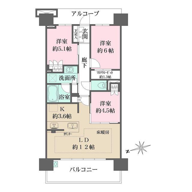 山陽電気鉄道本線 舞子公園駅 徒歩9分 11階建 築1年(3LDK/8階)の間取り写真
