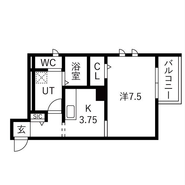 西新町PJ(1K/2階)の間取り写真