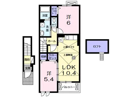 サニーハウスHAGIWARAⅡ(2LDK/2階)の間取り写真