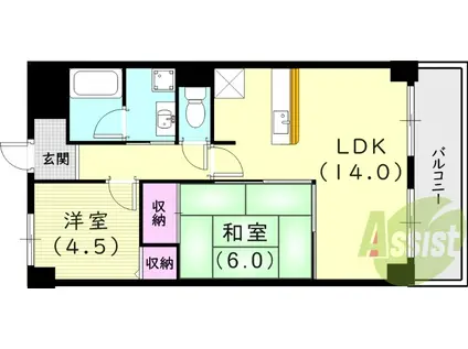 フォワイエセレスト(2LDK/3階)の間取り写真