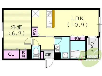 モデルノ ケマ(1LDK/1階)の間取り写真