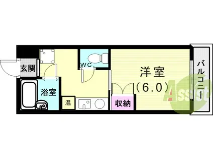 ハビテ八本松(1K/3階)の間取り写真