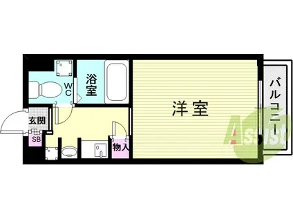 カーサ王塚台(1K/3階)の間取り写真