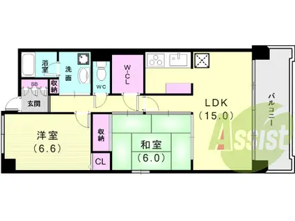 コンフォート西神戸(2LDK/4階)の間取り写真