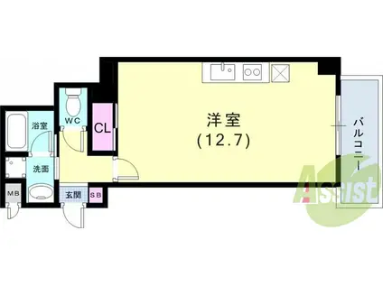 インペリアル新神戸(ワンルーム/9階)の間取り写真