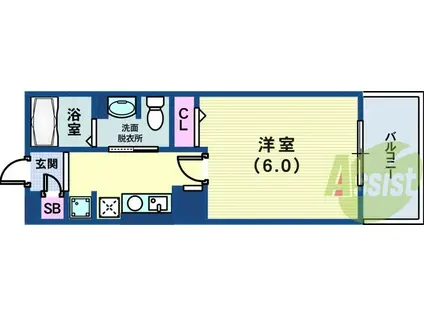 ロイヤル神戸三宮(1K/9階)の間取り写真