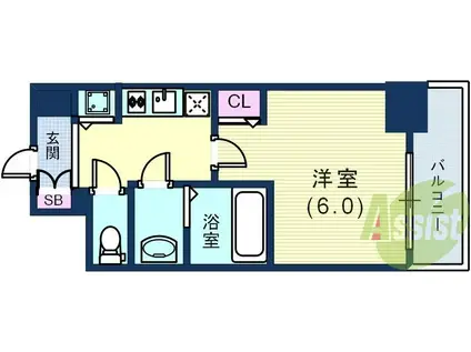 ファステート神戸アモーレ(1K/5階)の間取り写真