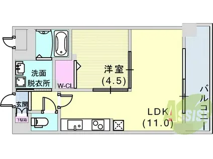 グレンパーク兵庫駅前(1LDK/10階)の間取り写真