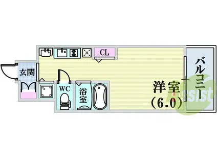 プレサンス神戸西スパークリング(1K/8階)の間取り写真