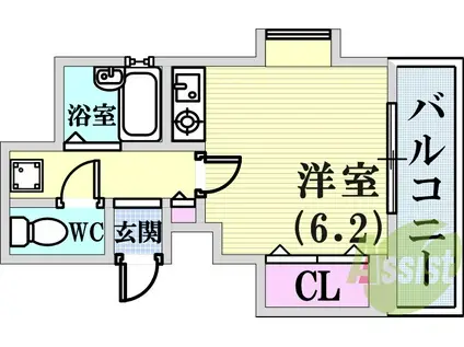 ベルズコート上沢(ワンルーム/3階)の間取り写真