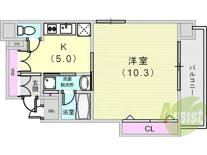 エスティ・ロアール神戸西(1K/7階)の間取り写真