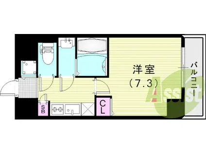 レジデンス神戸レガーロ(1K/12階)の間取り写真
