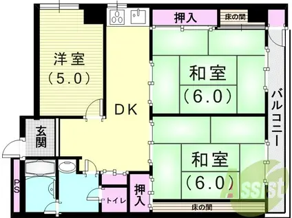 メゾン長田(3DK/2階)の間取り写真