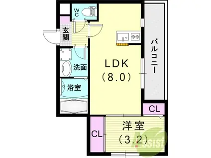 エハコ日暮通(1LDK/3階)の間取り写真