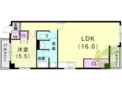 メゾン島上(1LDK/3階)の間取り写真