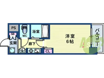 エステムコート神戸三宮山手センティール(1K/4階)の間取り写真