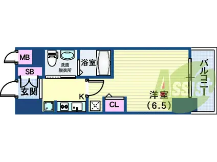 エステムプラザ神戸三宮ルクシア(1K/3階)の間取り写真