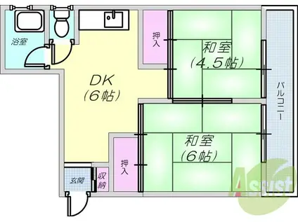 第一坂田ビル(2DK/4階)の間取り写真
