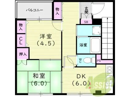 メゾン加納(2DK/3階)の間取り写真