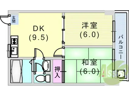 ハイツ菊水(2DK/7階)の間取り写真