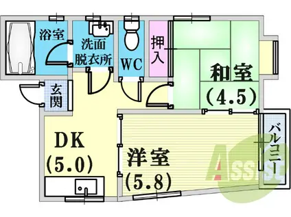 マンション浜崎(2DK/3階)の間取り写真