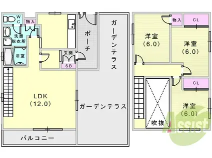 昭和レジデンス(3LDK/6階)の間取り写真