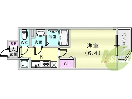 プレサンスみなと元町駅前(1K/5階)の間取り写真