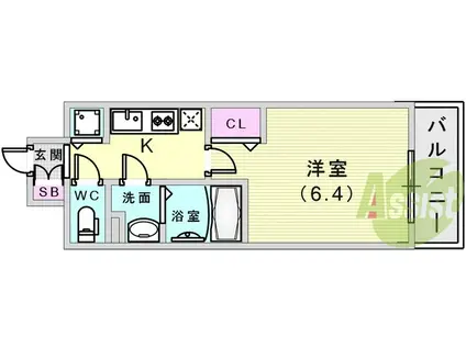 プレサンスみなと元町駅前(1K/10階)の間取り写真