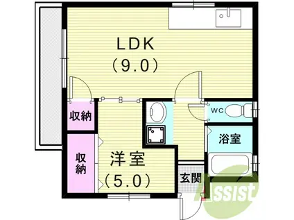 庄山マンション(1LDK/4階)の間取り写真