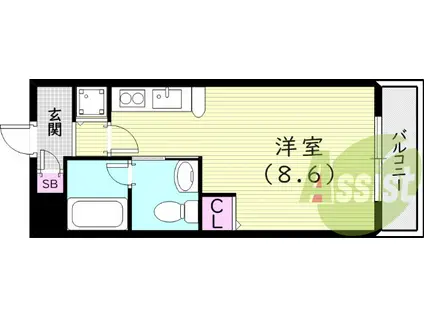 東海道本線 甲子園口駅 徒歩2分 3階建 築17年(1K/1階)の間取り写真