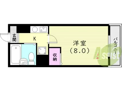阪神電鉄本線 甲子園駅 徒歩14分 4階建 築28年(1K/3階)の間取り写真