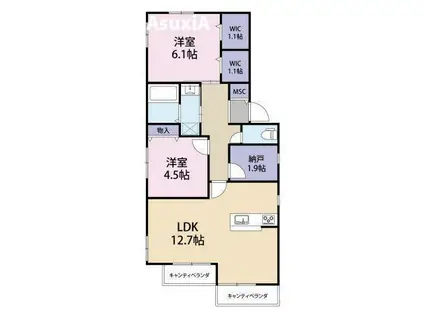 BRIDGE COURT浜田山 ウエスト(2SLDK/2階)の間取り写真