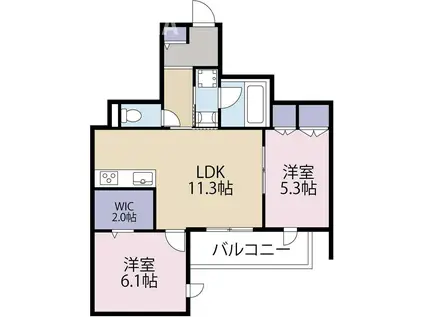 BLOOM深沢(2LDK/2階)の間取り写真