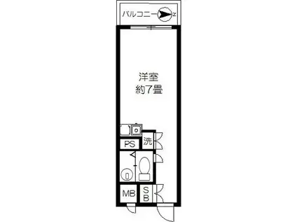 レジデンス上野(ワンルーム/2階)の間取り写真