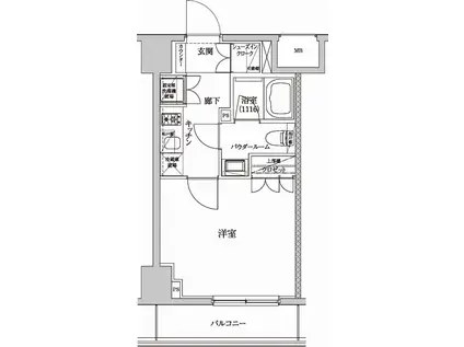 セジョリ墨田両国(1K/6階)の間取り写真