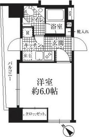 HF銀座レジデンス(1K/2階)の間取り写真