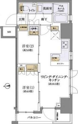 ライオンズ浅草橋ミレス(2LDK/6階)の間取り写真