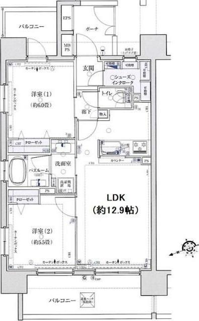 クリオ奥浅草(2LDK/7階)の間取り写真