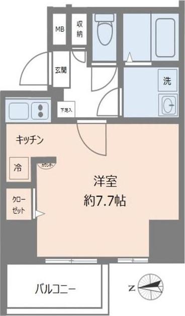 クレイシア蔵前(1K/6階)の間取り写真