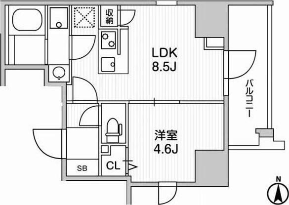 WEAVE BASE -UENO ノース(1LDK/4階)の間取り写真