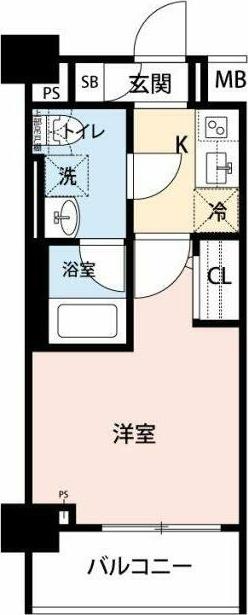 メインステージ白山2(1K/2階)の間取り写真